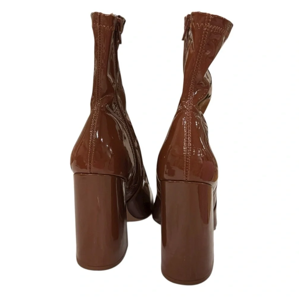 Steve Madden Glossy Brown Heeled Boots - Picture 8 of 11